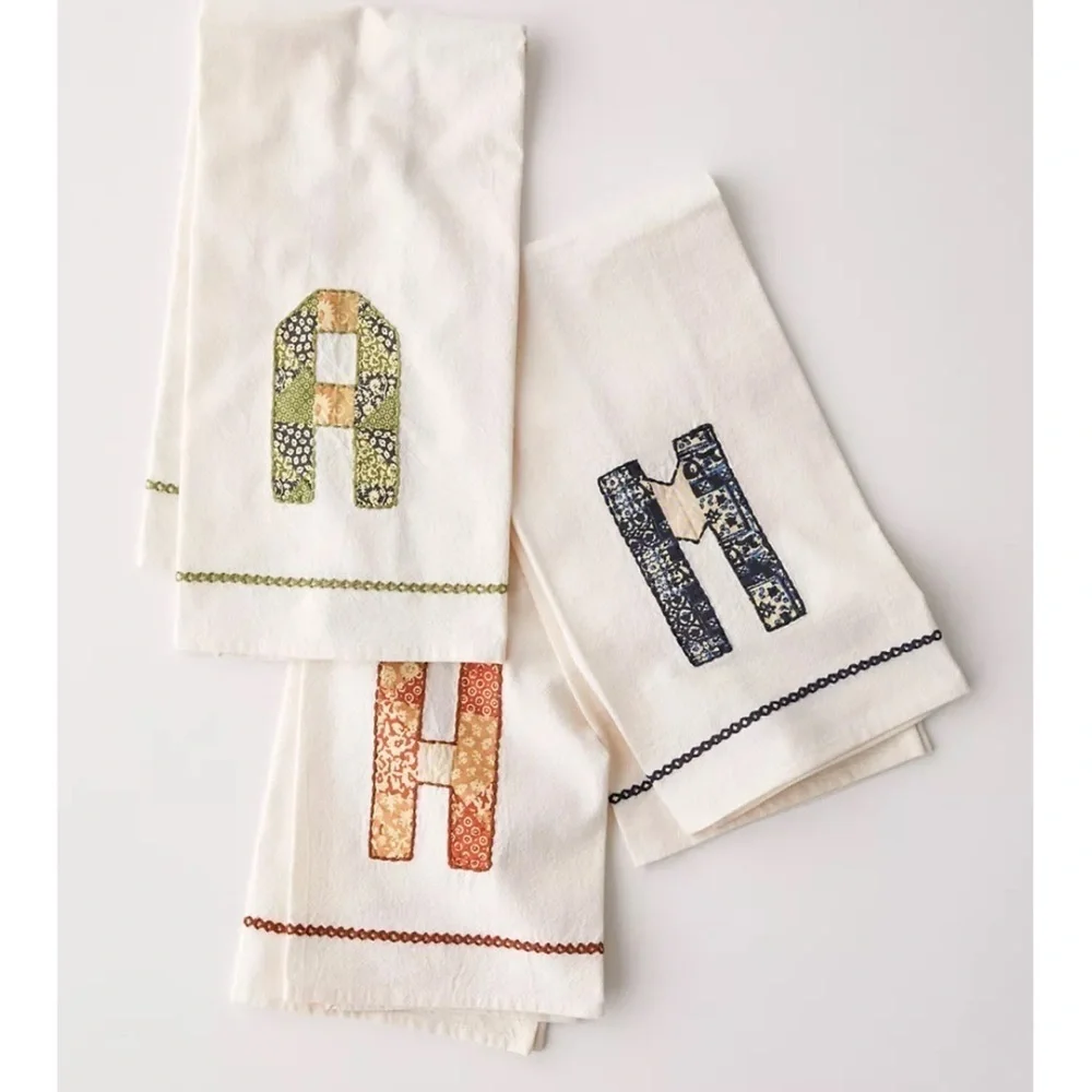 NWT Urban Outfitters Patchwork Monogram ‘N’ Tea Towel